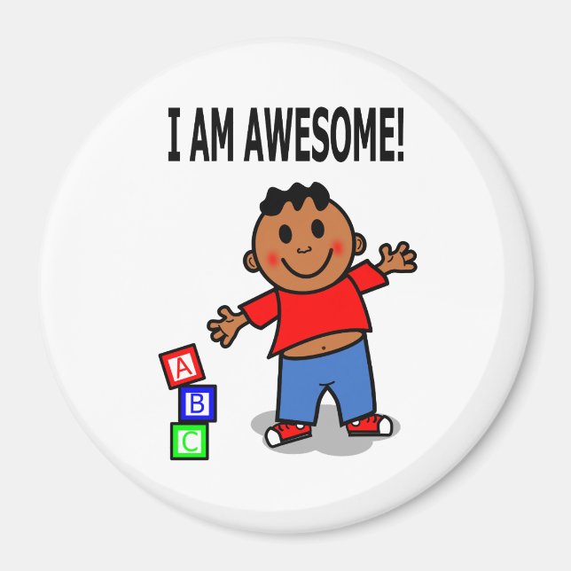 I AM AWESOME! Cute Cartoon Boy Magnet (Front)