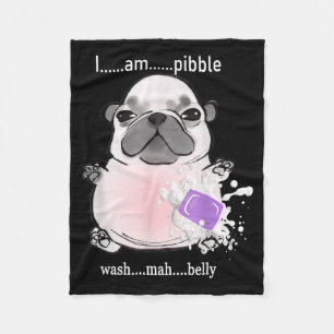 I Am Bble Wash My Belly Bble Meme Funny Dog Brainr Fleece Blanket
