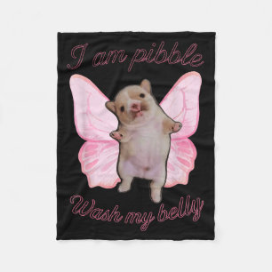 I Am Bble Wash My Belly Bble Meme Funny Dog Brainr Fleece Blanket