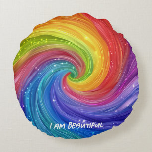 I Am Beautiful Digital Art Round Pillow