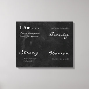 I Am Beautiful Strong Woman Blackboard Affirmation Canvas Print