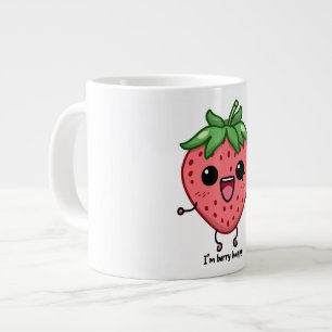 I am Berry Happy cute kawaii strawberry jumping Giant Coffee Mug
