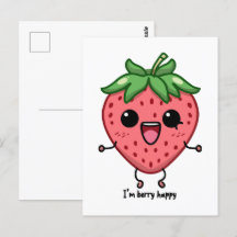 I am Berry Happy cute kawaii strawberry jumping