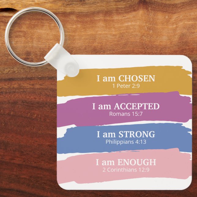 I am Bible Verses Colorful Keychain (Front)