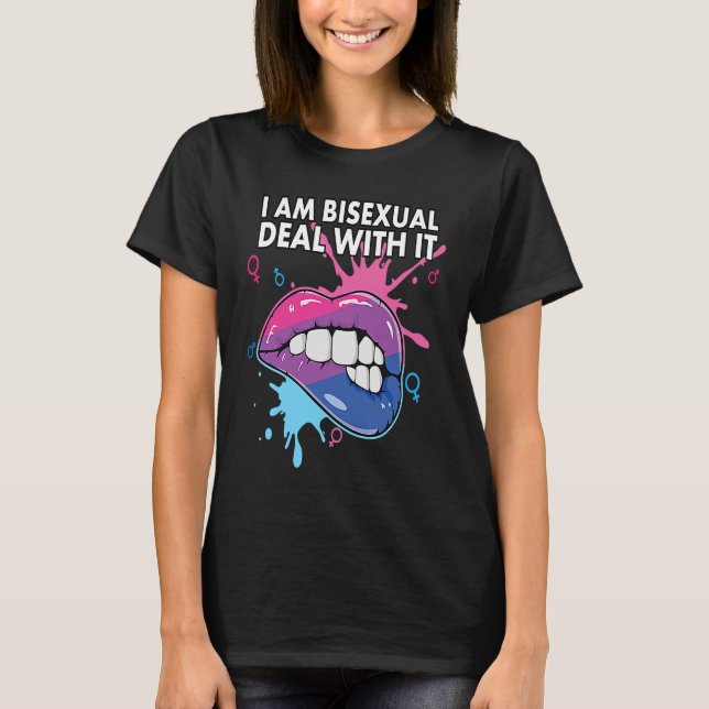 I Am Bisexual Deal With It Bisexual Pride Bisexual T-Shirt (Front)