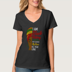 I Am Black All Year Long Afrocentric Turban Black T-Shirt