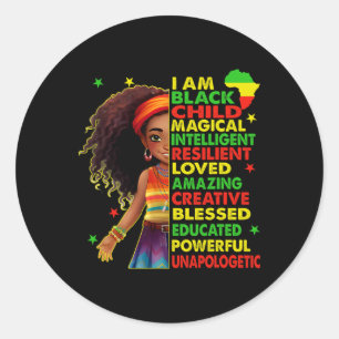I Am Black Child Juneteenth African American Girls Classic Round Sticker