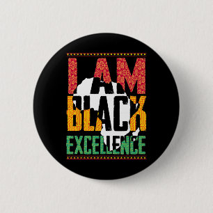 I Am Black Excellence Afro Pride Juneteenth Button