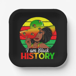 I Am Black History African America Paper Plates