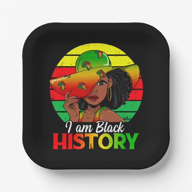 I Am Black History African America Paper Plates (Front)