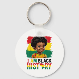 I Am Black History Afro Boy Little Melanin Prince  Keychain