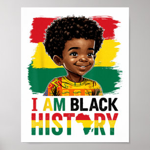 I Am Black History Afro Boy Little Melanin Prince Poster