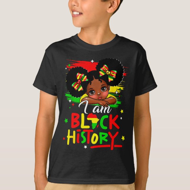 I Am Black History Afro Girl Little Melanin Prince T-Shirt (Front)