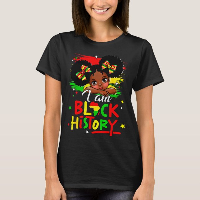 I Am Black History Afro Girl Little Melanin Prince T-Shirt (Front)