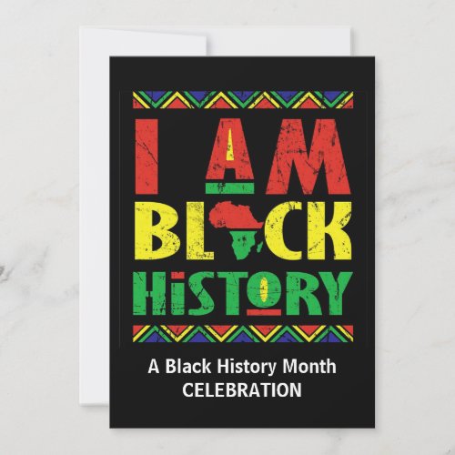 I Am Black History BHM Party Invitation