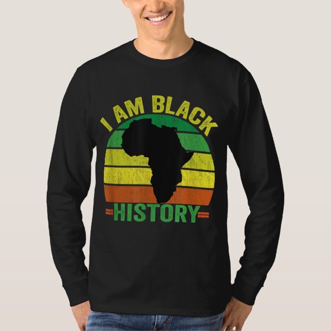 I AM BLACK HISTORY - Black Month History Retro Vin T-Shirt (Front)
