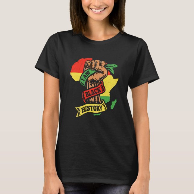 I Am Black History Fist Kids Boys Black History Mo T-Shirt (Front)