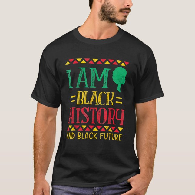 I Am Black History Future Melanin King Kids Black  T-Shirt (Front)