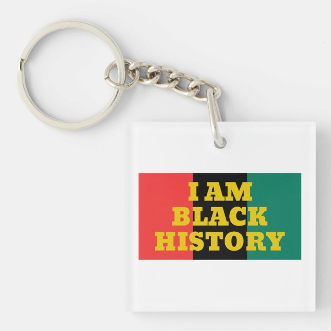 I Am Black History in Gold Font   Keychain (Front)