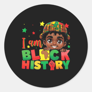 I Am Black History Juneteenth Black Melanin Boy Ki Classic Round Sticker