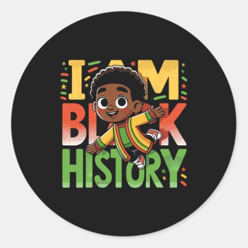 I Am Black History Kids Boys Black History Month  Classic Round Sticker