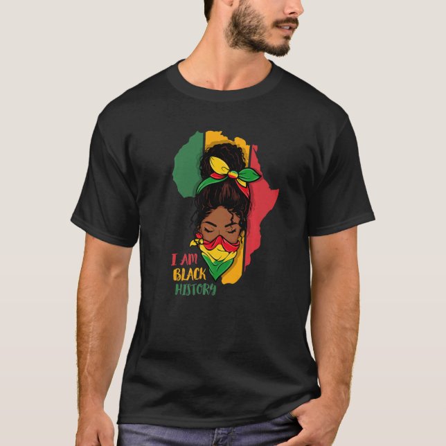 I Am Black History Month Africa Map & Black Queen  T-Shirt (Front)