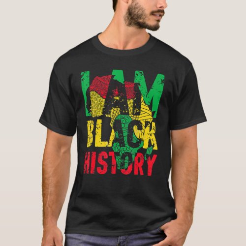 I Am Black History Month African American Flag Cel T_Shirt