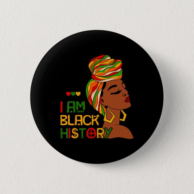 I Am Black History Month African American Juneteen Button (Front)