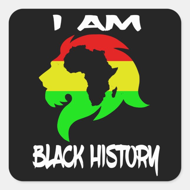 I am Black History Month African American Lion Square Sticker (Front)