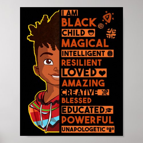 I Am Black History Month Kids Boys African America Poster