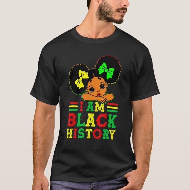 I Am Black History Month Kids Girls Queen African  T-Shirt (Front)