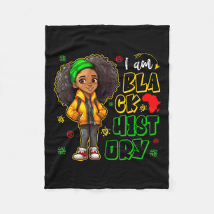 I Am Black History Month Teens Kids Girls African  Fleece Blanket