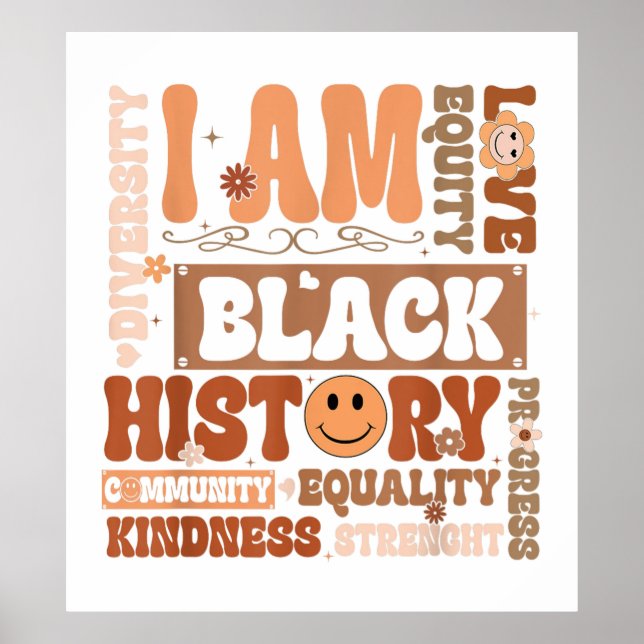 I am black history motivational words poster (Front)