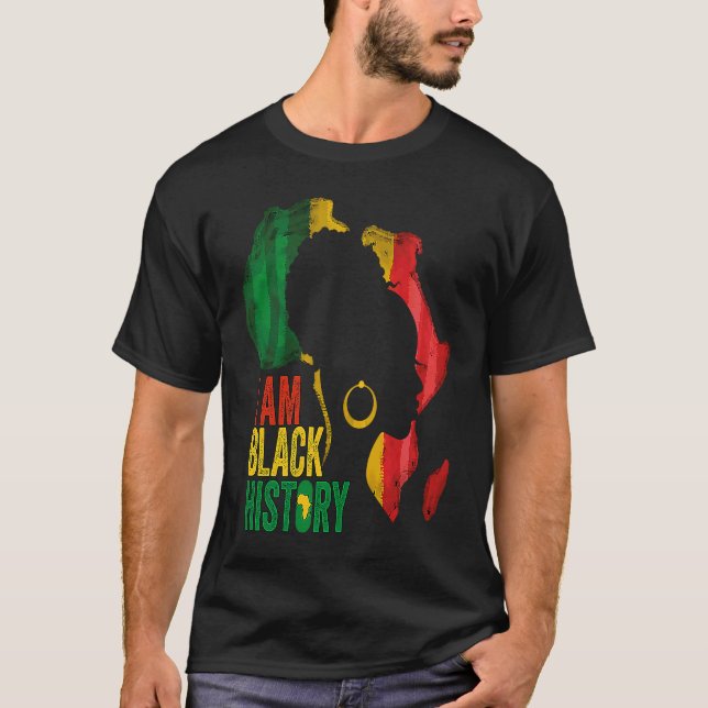 I AM BLACK HISTORY Women Girls Black Queen Month H T-Shirt (Front)