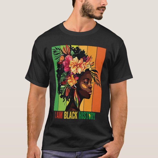 I AM BLACK HISTORY Women Girls Black Queen Month H T-Shirt (Front)
