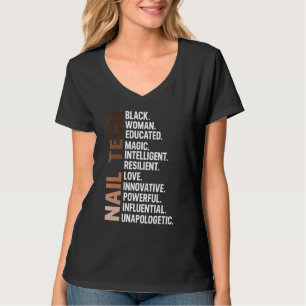 I Am Black Nail Tech Afro Woman Bhm Black History T-Shirt