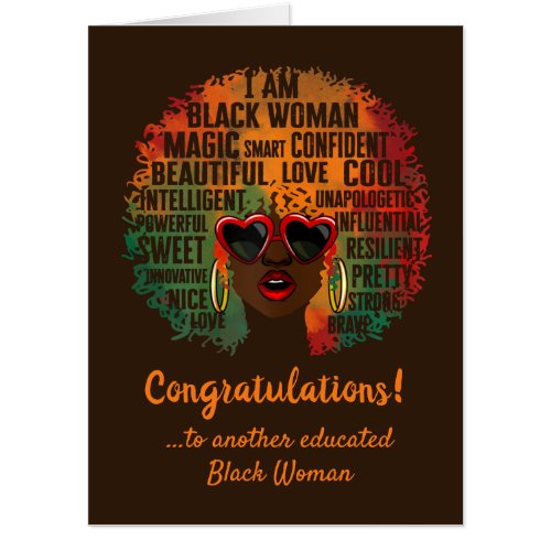 I Am Black Woman Brown Jumbo Graduation Card