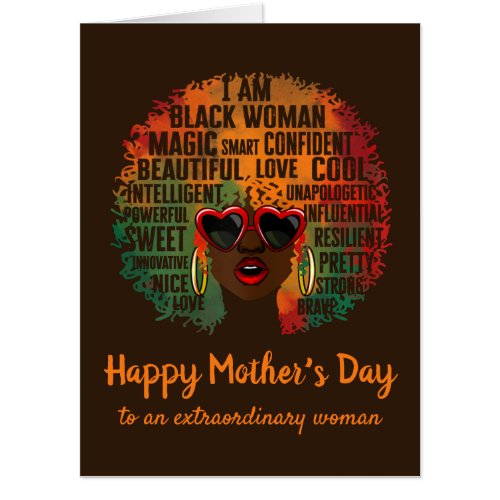 I Am Black Woman Brown Jumbo Mothers Day Card