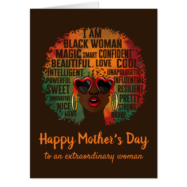 I Am Black Woman Brown Jumbo Mother's Day Card (Front)
