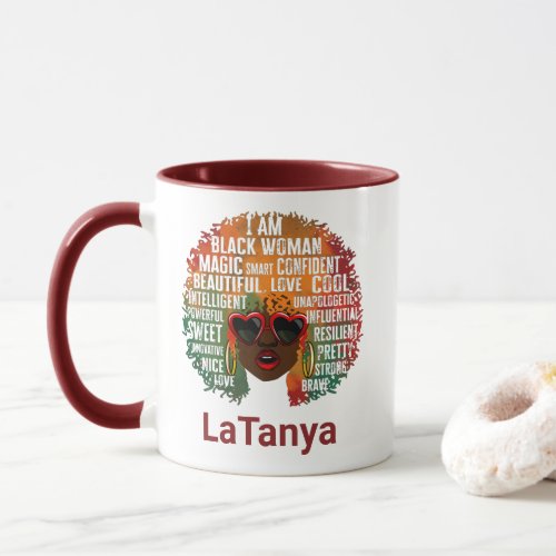 I Am Black Woman Magic Maroon Mug