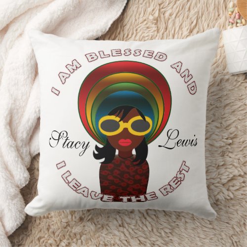 I Am Blessed Blessings Saying Inspire Personalize  Throw Pillow