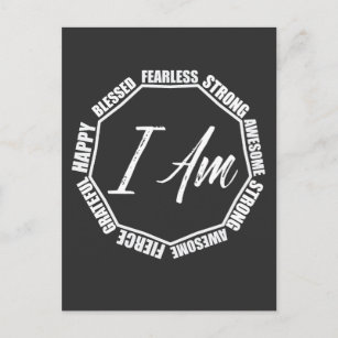 I am Blessed Fearless Awesome Kindness Saying Postcard