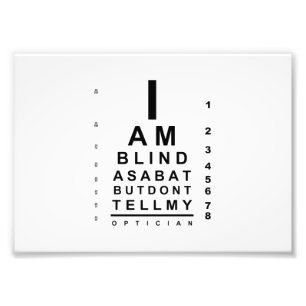 I am blind as a bat eye chart photo print