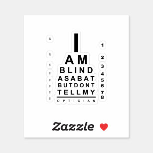 I am blind as a bat eye chart sticker