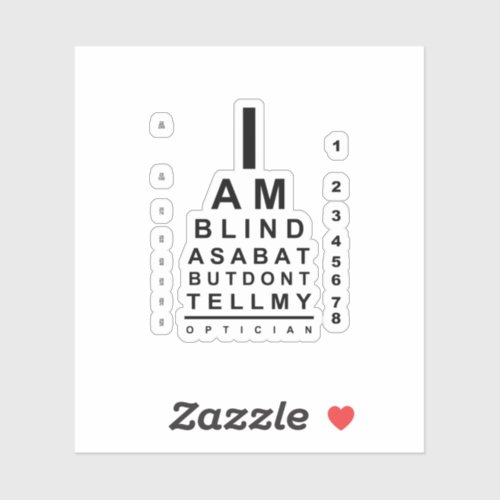 I am blind as a bat eye chart sticker