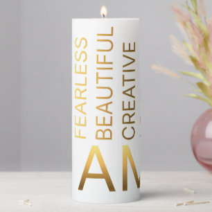 "I am bold..." Christian Pillar Candle