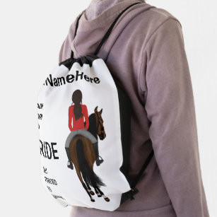 I am born to ride but forced to work funny horse   drawstring bag
