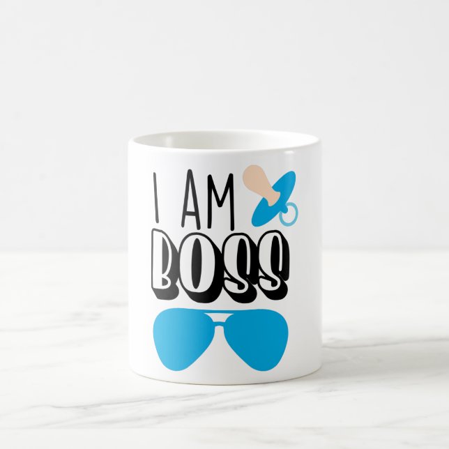 I Am Boss Funny Baby Boy Print Coffee Mug (Center)