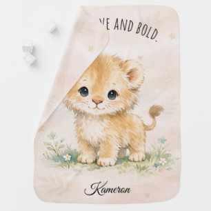 “I Am Brave And Bold" Baby Shower Dreamy Lion Blanket