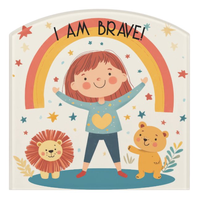 I Am Brave - Kids Affirmation Door Sign (Contour Front)